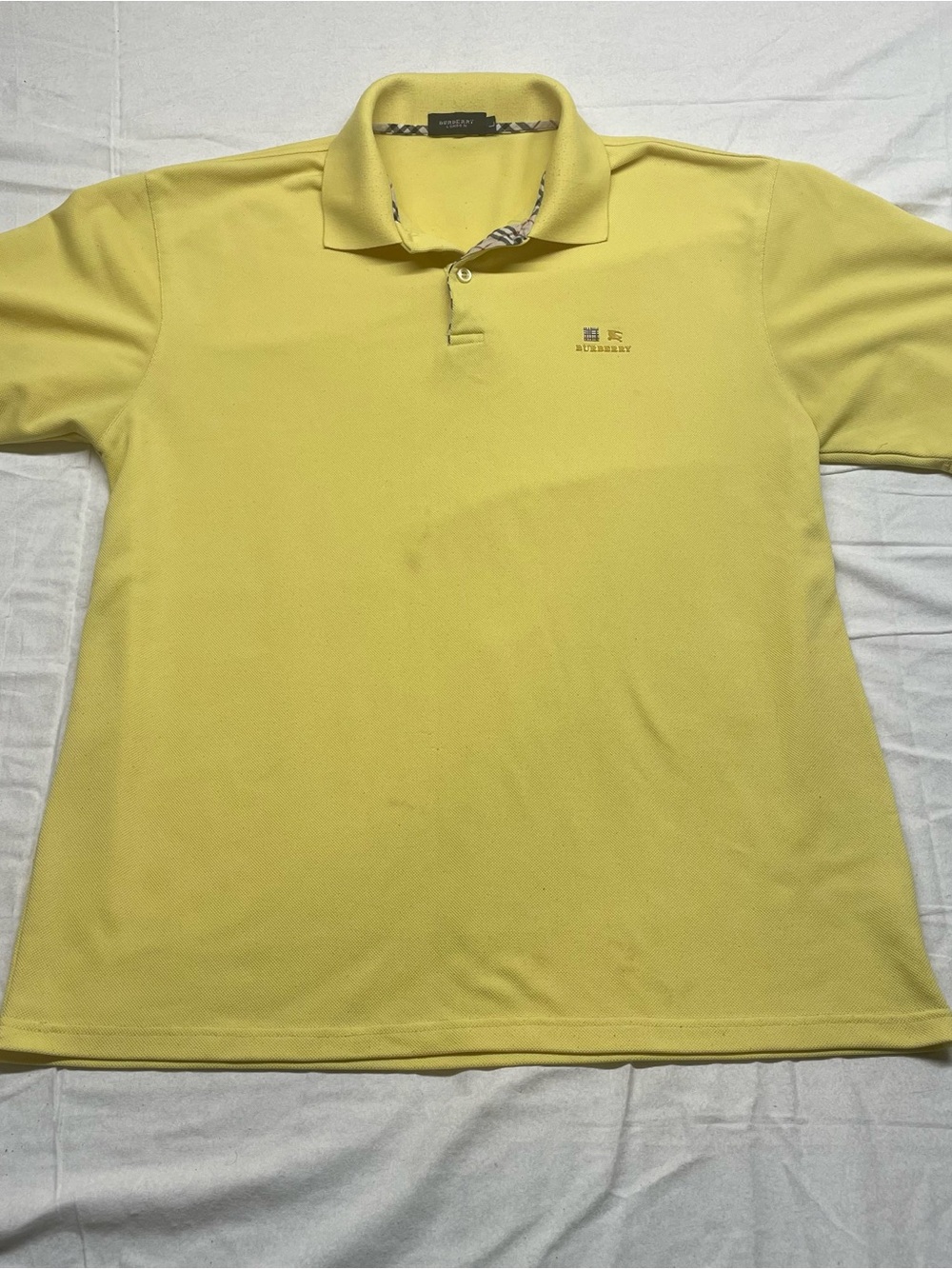 Burberry Men’s Yellow Polo with Embroidered Logo